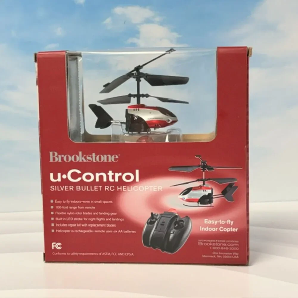 Brookstone u-Control Silver Bullet RC Helicopter 627067 New Sealed Red